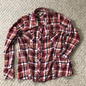 Yellow, orange and red woman’s  flannel